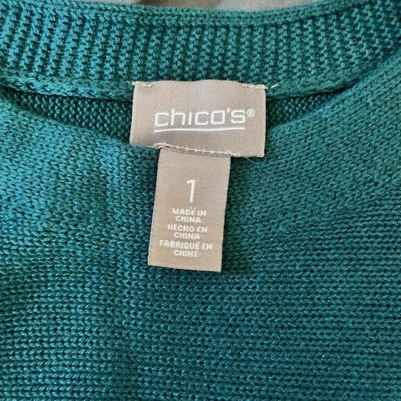 Chicos Women’s Size 1 Blue Long Sweater Pullover - Picture 5 of 7